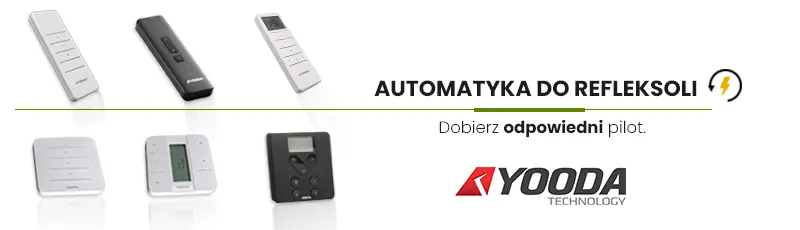 wybór pilotów Yooda Smart Home do dwukierunkowego sterowania roletami przeziernymi screen, tzw. refleksolami